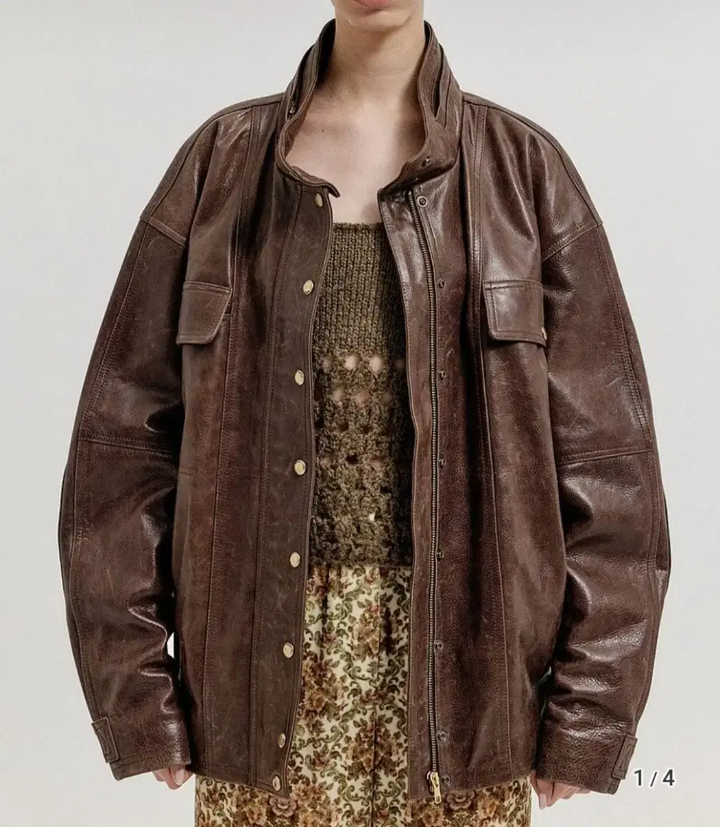 eenk XIN Leather Bomber Jumper - Brown